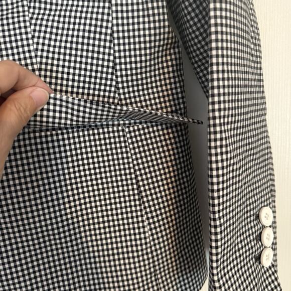 Talbots Black and White Gingham Check Classic Blazer Sz 14 Fully Lined Pristine - Picture 4 of 14